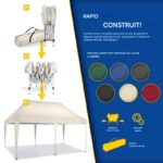 Pavilion impermeabil, cu protectie UV pentru gradina/terasa/curte, inaltime reglabila, 3x6m, bej - imagine 3