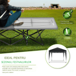 Pat pliabil pentru camping, Tillvex®, geanta pentru transport, capacitate 200 kg, 190 x 68 x 40 cm, perna, cadru din otel, gri - imagine 4