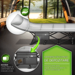 Pat pliabil pentru camping, Tillvex®, geanta pentru transport, capacitate 200 kg, 190 x 68 x 40 cm, perna, cadru din otel, gri - imagine 5