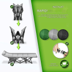 Pat pliabil pentru camping, Tillvex®, geanta pentru transport, capacitate 200 kg, 190 x 68 x 40 cm, perna, cadru din otel, gri - imagine 6