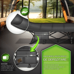 Pat pliabil pentru camping, Tillvex®, geanta pentru transport, capacitate 200 kg, 190 x 68 x 40 cm, perna, cadru din otel, negru - imagine 4