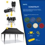 Pavilion impermeabil, cu protectie UV pentru gradina/terasa/curte, inaltime reglabila, 3x6m, antracit - imagine 5