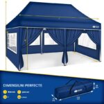 Pavilion de gradina/terasa, 6 pereti laterali, inaltime reglabila, 3x6m, albastru - imagine 5