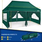 Pavilion de gradina/terasa, 6 pereti laterali, inaltime reglabila, 3x6m, verde - imagine 6