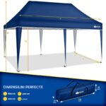 Pavilion impermeabil, cu protectie UV pentru gradina/terasa/curte, inaltime reglabila, 3x6m, albastru - imagine 6