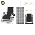 Sezlong pliabil, Tillvex®, capacitate 200 kg, spatar reglabil, perna inclusa, suport pentru bauturi, tesatura Teslin, 178 x 50 x 66 cm - imagine 4
