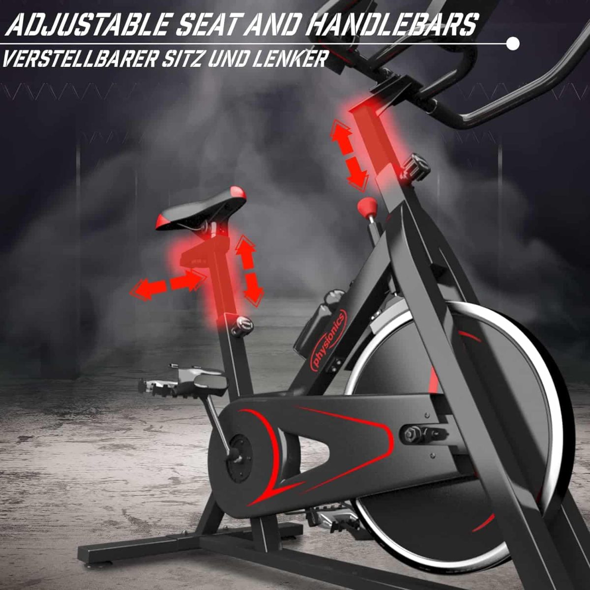 Bicicleta cu afisaj LCD, Physionics, Negru/Rosu - imagine 6