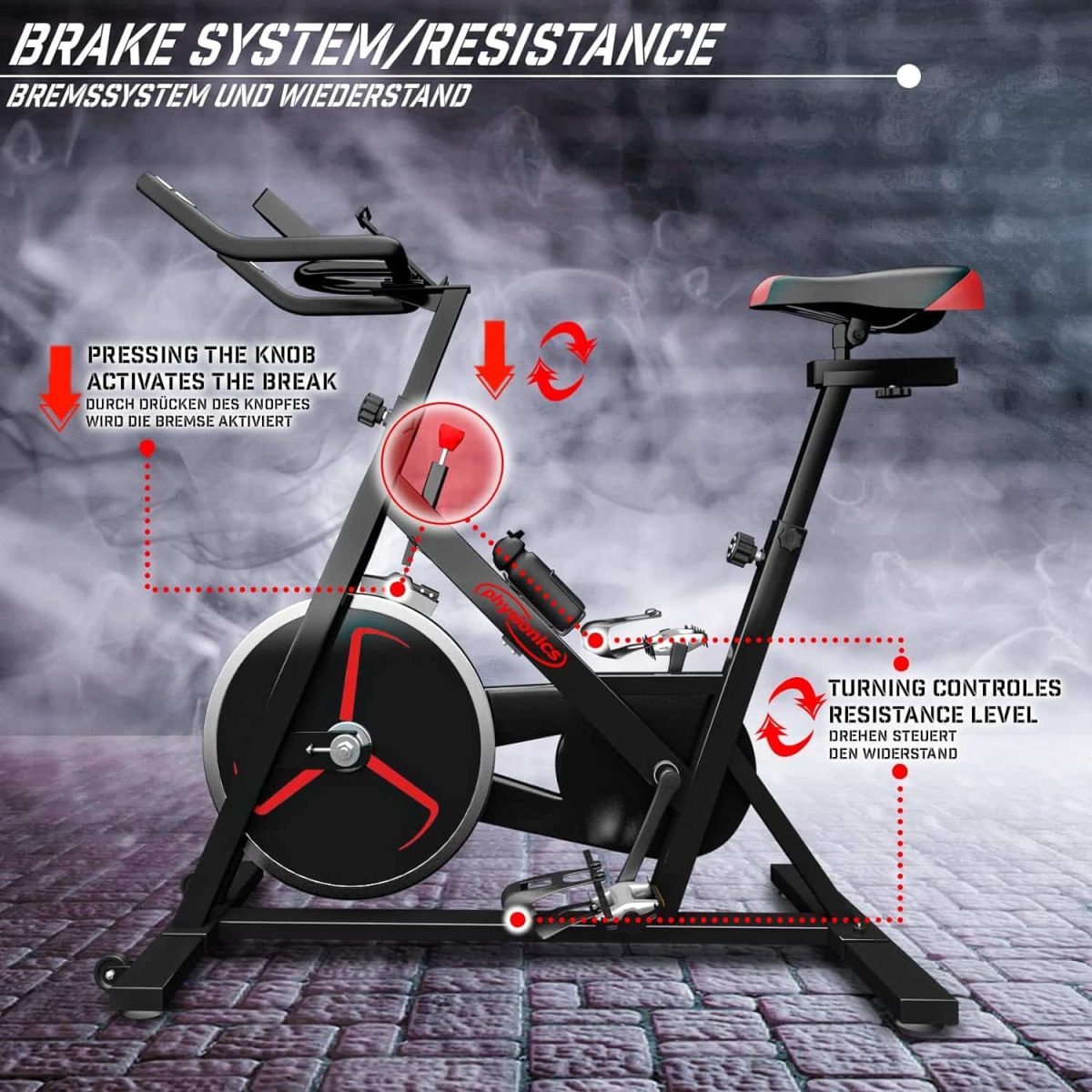 Bicicleta cu afisaj LCD, Physionics, Negru/Rosu - imagine 7
