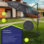 Umbrela de soare cu LED pentru terasa/gradina, din aluminiu premium, 330 cm, husa protectie, Tillvex®, reglabila in 6 directii, cu manivela, rotativa 360°, inclinabila, rezistenta UV50+, antracit - imagine 4