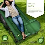 Pat pliabil pentru camping, Tillvex®, geanta pentru transport, capacitate 200 kg, 210 x 80 x 40 cm, perna, cadru din otel, verde - imagine 3