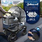 Carucior bebe 3 in 1, Scoica, Geanta de scutece,centura siguranta, Husa de protectie detasabila, plasa tantari, roti 360°, antracit - imagine 4