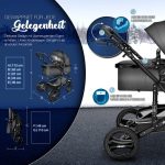 Carucior bebe 3 in 1, Scoica, Geanta de scutece,centura siguranta, Husa de protectie detasabila, plasa tantari, roti 360°, antracit - imagine 8