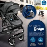 Carucior bebe 3 in 1, Scoica, Geanta de scutece,centura siguranta, Husa de protectie detasabila, plasa tantari, roti 360°, antracit - imagine 9