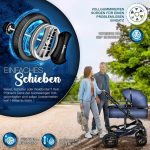 Carucior 3 in 1, Scoica, Geanta de scutece, Husa de protectie detasabila, plasa tantari, roti 360°, 112 x 87 x 65 cm, albastru - imagine 3