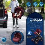 Carucior 3 in 1, Scoica, Geanta de scutece, Husa de protectie detasabila, plasa tantari, roti 360°, 112 x 87 x 65 cm, negru/rosu burgundy - imagine 7