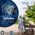 Carucior 3 in 1, Scoica, Geanta de scutece, Husa de protectie detasabila, plasa tantari, roti 360°, 112 x 87 x 65 cm, maro/crem - imagine 3
