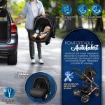 Carucior 3 in 1, Scoica, Geanta de scutece, Husa de protectie detasabila, plasa tantari, roti 360°, 112 x 87 x 65 cm, negru/gold - imagine 6