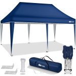 Pavilion impermeabil, cu protectie UV pentru gradina/terasa/curte, inaltime reglabila, 3x6m, albastru