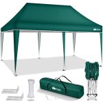 Pavilion impermeabil, cu protectie UV pentru gradina/terasa/curte, inaltime reglabila, 3x6m, verde