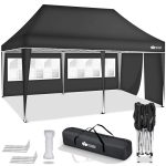 Pavilion de gradina/terasa, cu fermoar, 3 pereti laterali, inaltime reglabila, 3x6m, antracit