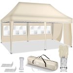 Pavilion de gradina/terasa, 3 pereti laterali, inaltime reglabila, 3x6m, bej