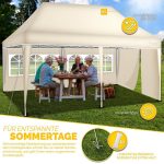 Pavilion de gradina/terasa, 3 pereti laterali, inaltime reglabila, 3x6m, bej - imagine 3