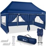 Pavilion de gradina/terasa, 6 pereti laterali, inaltime reglabila, 3x6m, albastru