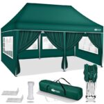 Pavilion de gradina/terasa, 6 pereti laterali, inaltime reglabila, 3x6m, verde
