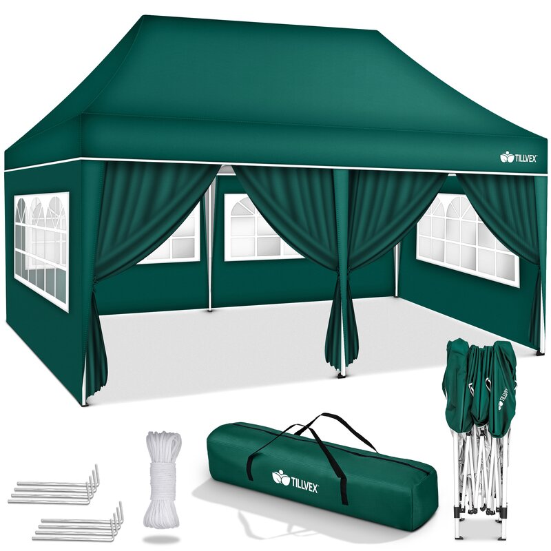 tillvex-pavillon-3x6m-mit-6-seitenwaenden-gruen-wasserdicht-pop-up-faltpavillon-hoehenverstellbar-gartenzelt-uv-schutz-50-partyzelt-mit-tasche-fuer-garten