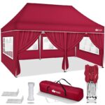 Pavilion de gradina/terasa, 6 pereti laterali, inaltime reglabila, 3x6m, rosu