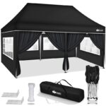 Pavilion de gradina/terasa, 6 pereti laterali, inaltime reglabila, 3x6m, negru
