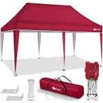 Pavilion impermeabil, cu protectie UV pentru gradina/terasa/curte, inaltime reglabila, 3x6m, rosu