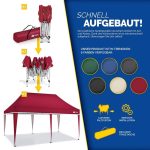 Pavilion impermeabil, cu protectie UV pentru gradina/terasa/curte, inaltime reglabila, 3x6m, rosu - imagine 4
