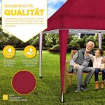 Pavilion impermeabil, cu protectie UV pentru gradina/terasa/curte, inaltime reglabila, 3x6m, rosu - imagine 5