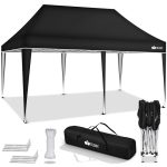Pavilion impermeabil, cu protectie UV pentru gradina/terasa/curte, inaltime reglabila, 3x6m, negru