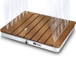 Dus exterior de podea cu jet vertical, Tillvex®, inaltimea apei reglabila pana la 4 metri, baza anti-alunecare, aluminiu/WPC