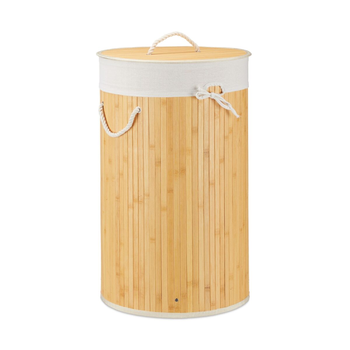 Cos de rufe rotund din bambus, RelaxDays, crem, 70 l, 65 x 41 cm - imagine 10