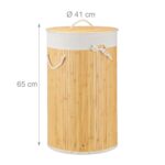 Cos de rufe rotund din bambus, RelaxDays, crem, 70 l, 65 x 41 cm - imagine 7