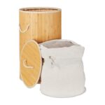Cos de rufe rotund din bambus, RelaxDays, crem, 70 l, 65 x 41 cm - imagine 5