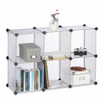 Raft pentru depozitare tip cub cu 6 compartimente, RelaxDays, plastic, transparent, 65 x 96 x 32 cm