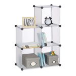 Raft pentru depozitare tip cub cu 6 compartimente, RelaxDays, plastic, transparent, 65 x 96 x 32 cm - imagine 3
