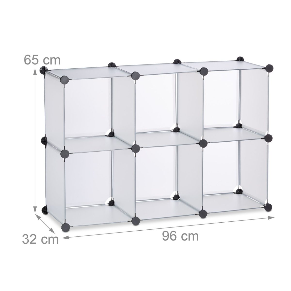 Raft pentru depozitare tip cub cu 6 compartimente, RelaxDays, plastic, transparent, 65 x 96 x 32 cm - imagine 4
