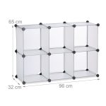 Raft pentru depozitare tip cub cu 6 compartimente, RelaxDays, plastic, transparent, 65 x 96 x 32 cm - imagine 4