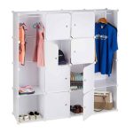 Raft pentru depozitare tip cub cu 12 compartimente, RelaxDays, plastic, alb, 145.5 x 145.5 x 36.5 cm