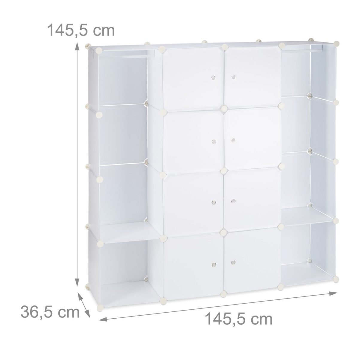 Raft pentru depozitare tip cub cu 12 compartimente, RelaxDays, plastic, alb, 145.5 x 145.5 x 36.5 cm - imagine 4