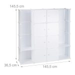 Raft pentru depozitare tip cub cu 12 compartimente, RelaxDays, plastic, alb, 145.5 x 145.5 x 36.5 cm - imagine 4