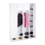 Raft pentru depozitare tip cub cu 18 compartimente, RelaxDays, plastic, alb, 198 x 145 x 36.5 cm