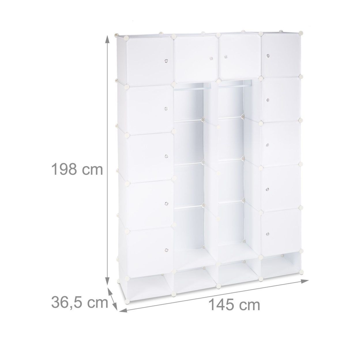 Raft pentru depozitare tip cub cu 18 compartimente, RelaxDays, plastic, alb, 198 x 145 x 36.5 cm - imagine 4