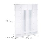 Raft pentru depozitare tip cub cu 18 compartimente, RelaxDays, plastic, alb, 198 x 145 x 36.5 cm - imagine 4
