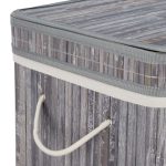 Cos de rufe din bambus, gri, Relaxdays, 70 l, 63 x 36 x 36 cm - imagine 4